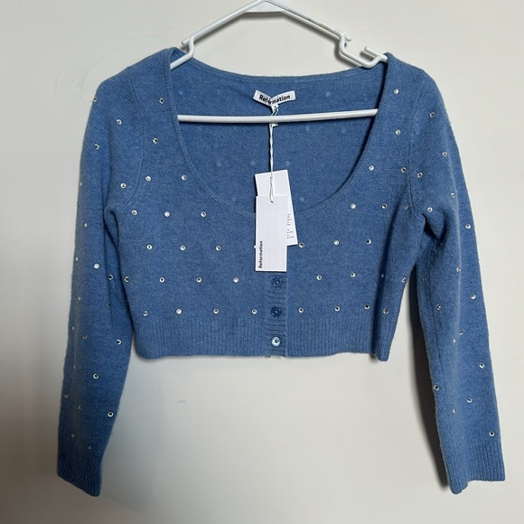 REFORMATION Nathalia Ebellished Cardigan Sz S - Picture 3 of 9
